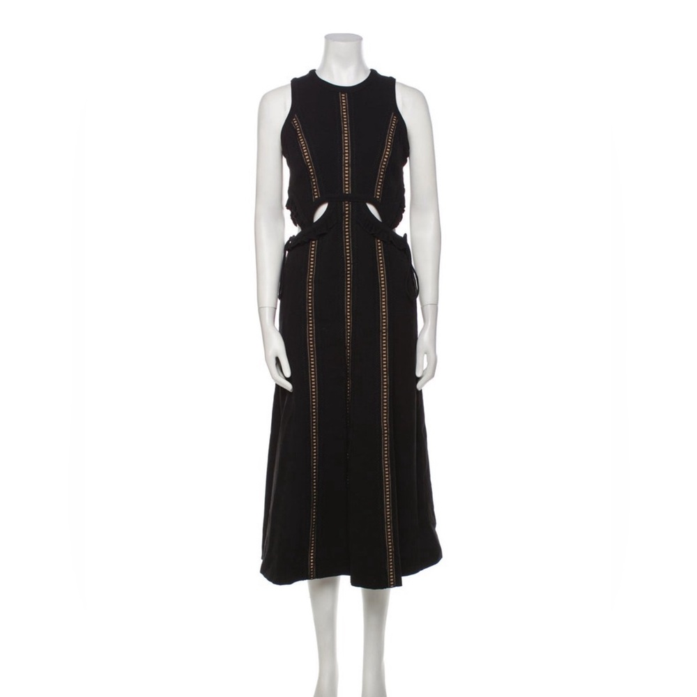 Self portrait black Midi dress with cut outs size 10